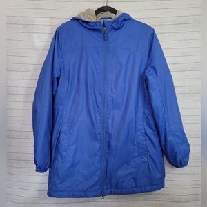 LL BEAN Blue Plush Fleece Lined Parka Jacket, sz Medium